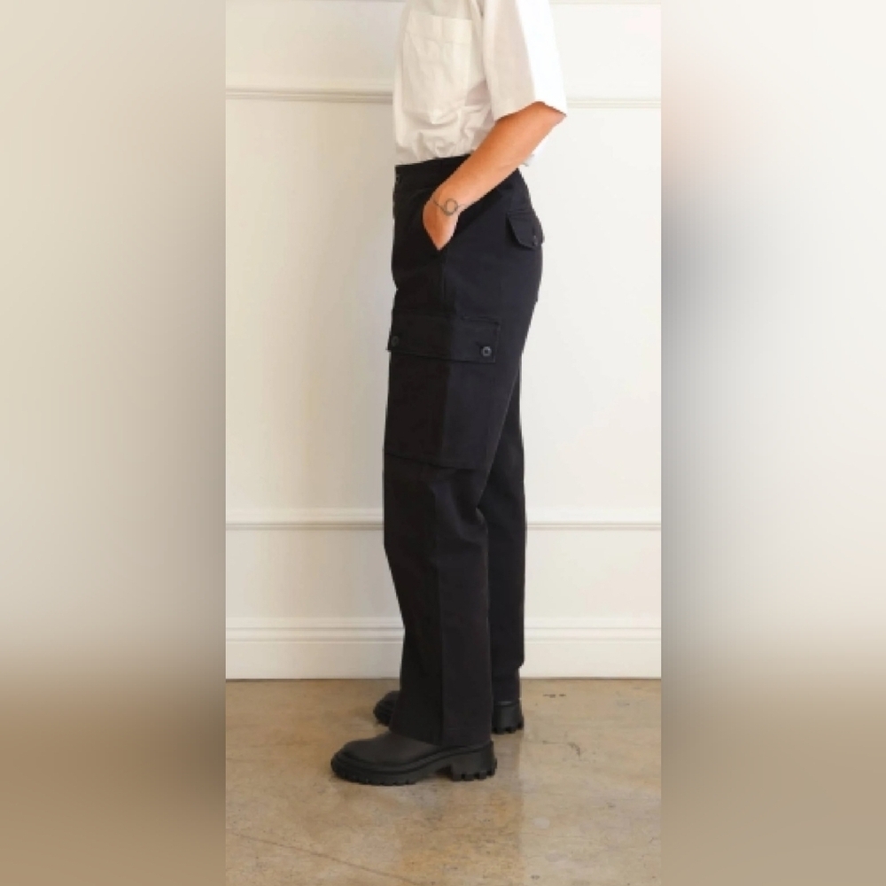 Sundry By "Anthropologie" Expandable Military Style Cargo Trousers - In Black - Picture 5 of 13